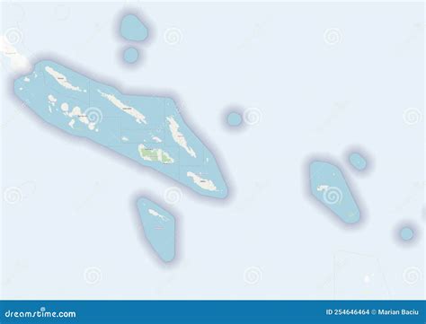 Physical Map of the Country of Solomon Islands Colored Stock ...