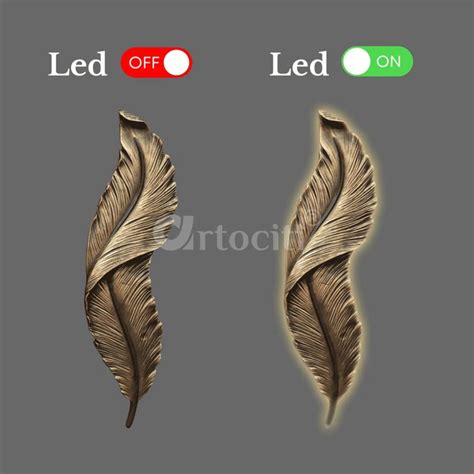 2 Feet Feather 3D Abstract Relief Mural Wall Art | LED Light Installed
