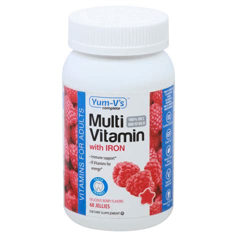 Yum V's Multivitamin for Healthy Adults with Iron - 60 Tablets ...