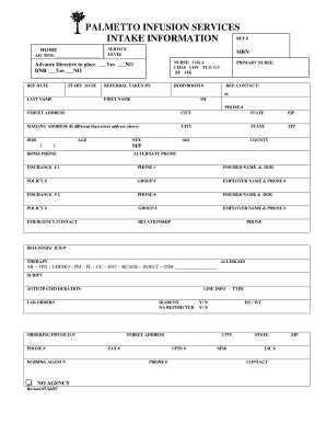 Palmetto Infusion Forms - Fill and Sign Printable Template Online