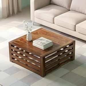 Ikiriya Sheesham Wood Square Center Coffee Table Wooden Teapoy Table ...