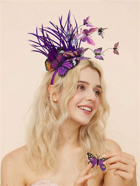 1 Diadema Fascinator De Mariposa, Diadema De Mariposa Monarca Con Pluma ...