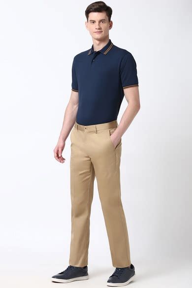 Buy Men Beige Solid Regular Fit Trousers Online - 39743254 | Peter England