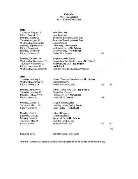 Troy City Schools Calendars – Troy, OH