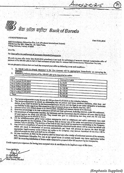 OTS proposal is ‘acknowledgement of debt’ under Limitation Act