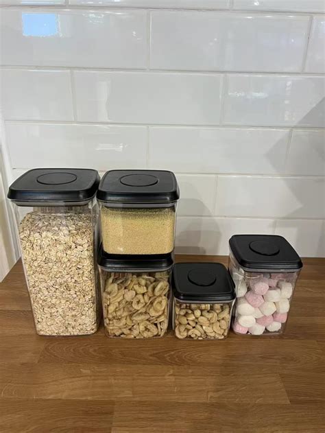 Blissful Little Home Airtight & Leak-Proof Push Top Pantry Container Set ? 5 Pack BPA-Free ...