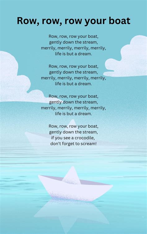Row, Row, Row Your Boat - Nursery Rhyme With Pictures - Etsy
