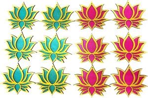 StepsToDo DIY Golden Framed Lotus shape wooden cutouts (Set of 12) Rose ...