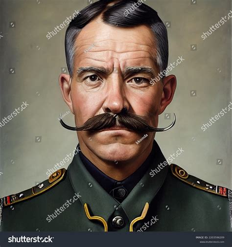 Military Officer Large Moustache Dressed Official Stock Illustration ...