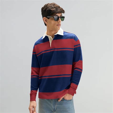 Rugby Polo T-shirt - Varsity Red & Blue Nights – XYXX Apparels
