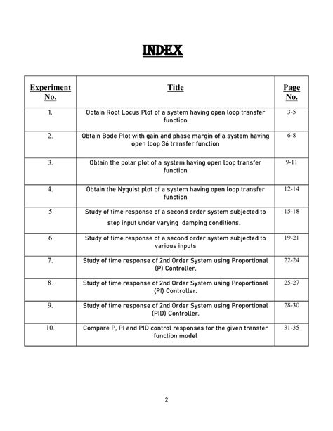 Control System Lab 1 - INDEX Experiment No. Title Page No. Obtain Root ...