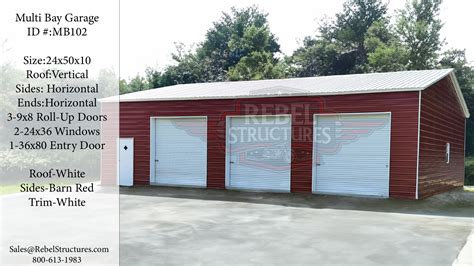 24x50x10 MultiBay Garage - Rebel Structures