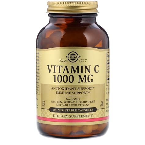 Solgar, Vitamin C, 1,000 mg, 100 Vegetable Capsules - Byclue