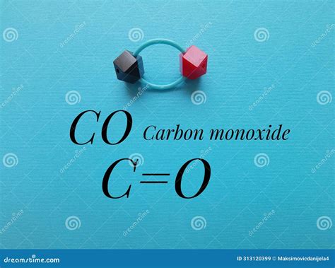 Carbon Monoxide CO Molecule Model and Chemical Formula. Ball-and-stick ...