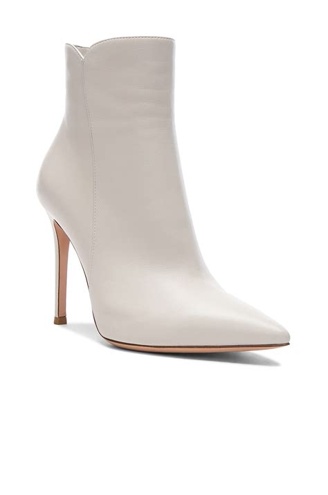 Gianvito Rossi Nappa Leather Levy Ankle Boots in Off White | FWRD