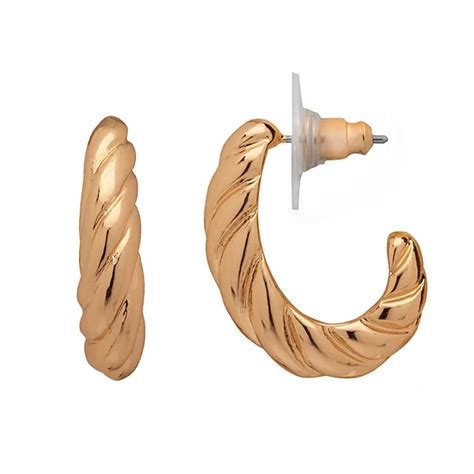 Emberly Gold Tone Chunky Braided Texture Hoop Earrings