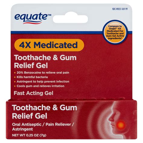 Equate Toothache & Gum Relief Oral Pain Gel, 4X Medicated, 0.25 oz - Walmart.com