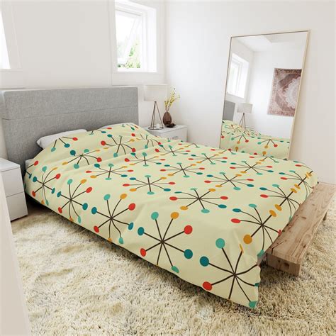 Mid Century Modern Bedding, Atomic Clock, Retro 50's Era King Size ...