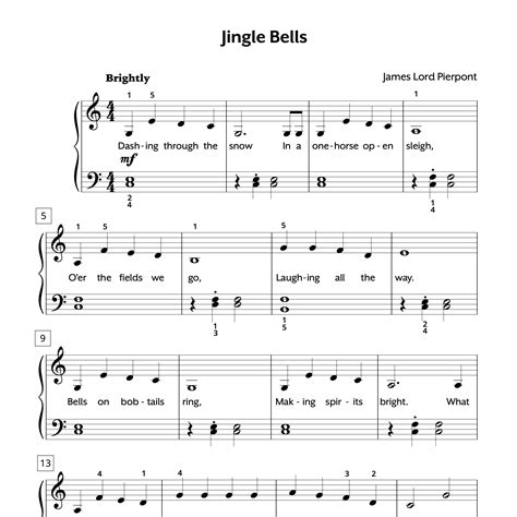 Jingle Bells Piano Sheet Music Jingle Bells By Traditional Sheet Music