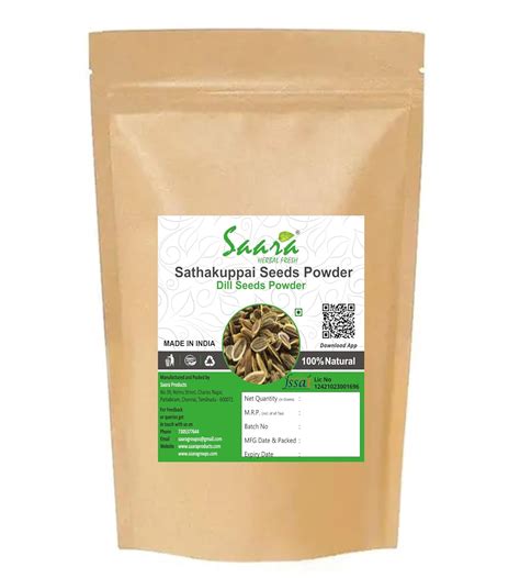 Saara HERBAL FRESH Sathakuppai Seeds Powder,70g, Dill Seeds, Anethum ...