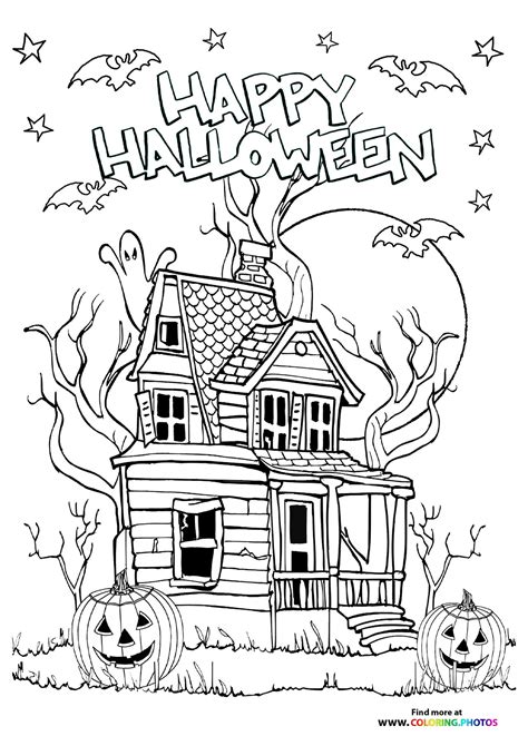Free Halloween Haunted House Coloring Pages