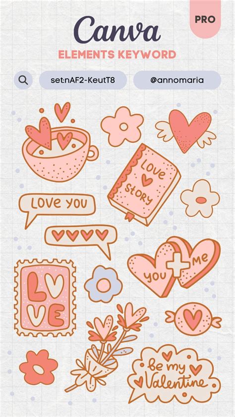 Mastering Canva Elements and Keywords | Valentine stickers, Free ...
