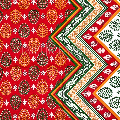 Maroon Border Red Base Zigzag Pattern Cotton Double Bed Sheet ...