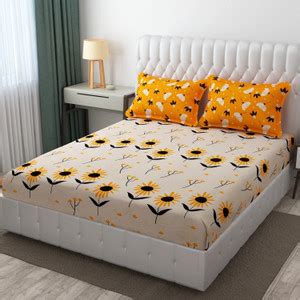 TINDLER KNOTS Cotton King Fitted (Elastic) 300 TC Printed Bedsheet ...