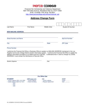 Fillable Online piercecollege Address Change Form - Pierce College ...