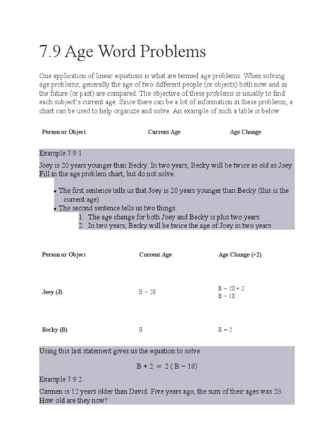 Solving Word Problem Involving Ages 的图像结果