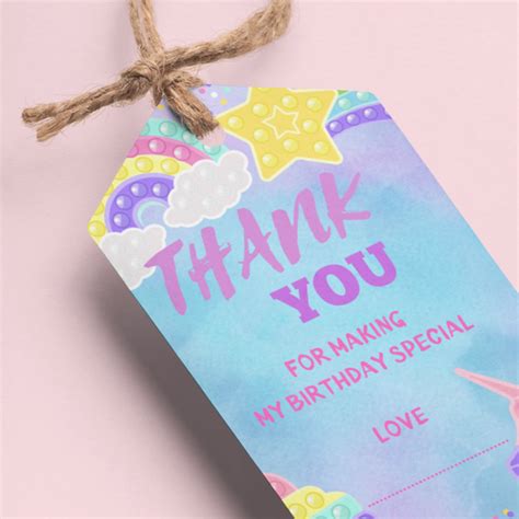 Pop It Theme Birthday Favour Tags (2 x 3.5 inches/250 GSM Cardstock/Mu ...