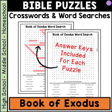 Bible Book of Exodus Crossword & Word Search Puzzle Activities | Made ...