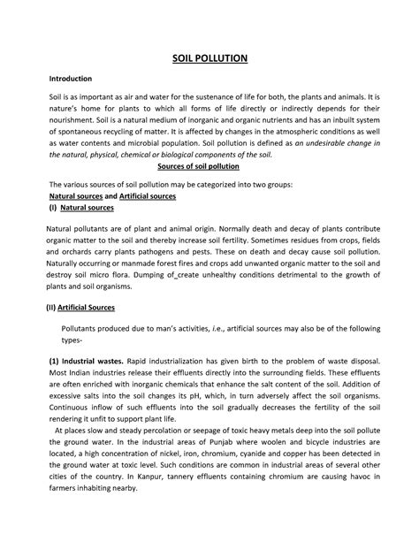Soil pollution - SOIL POLLUTION Introduction Soil is as important as ...