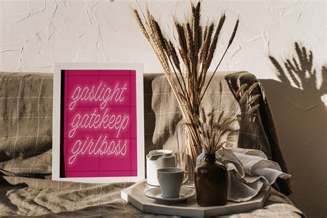 Printable Gaslight Gatekeep Girlboss Hot Pink Neon Sign - Etsy