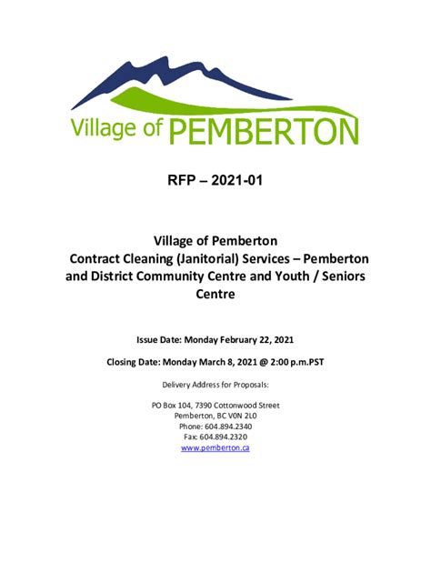 Fillable Online Request for ProposalContract Cleaning (Janitorial ...