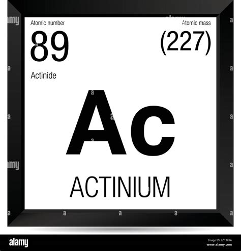 Symbole actinium. Élément numéro 89 du tableau périodique des éléments - Chimie - cadre carré ...