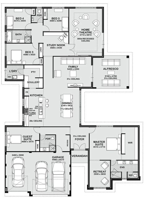 5 Bedrooms House Plans