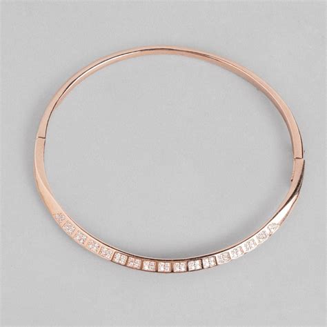 Elegant 925 Sterling Silver CZ Studded Rose-Gold Bracelet - Valentine's ...