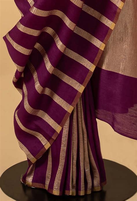 Deep Orchid Banarasi Munga Georgette Sari – Raisons