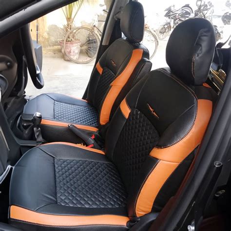 Vogue Star Art Leather Car Seat Cover Black and Orange For Maruti Gran ...