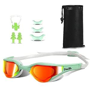Buy Primalite Swimming Goggles Mirrored- 3 Sizes Replaceable Nose ...
