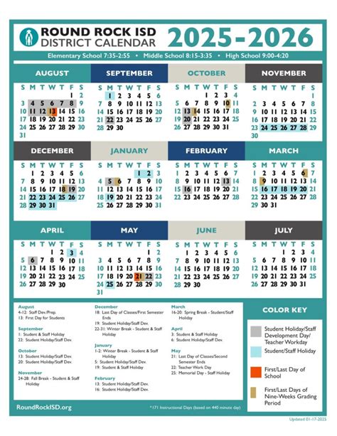 Round Rock ISD School Calendar 25-26 [PDF] - EduCounty