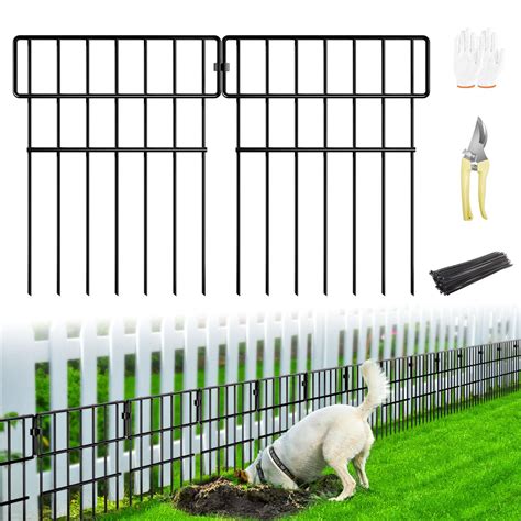 19 Panels Animal Barrier Fence No Dig, 20.6 Ft(L) X 17 in(H) Decorative ...