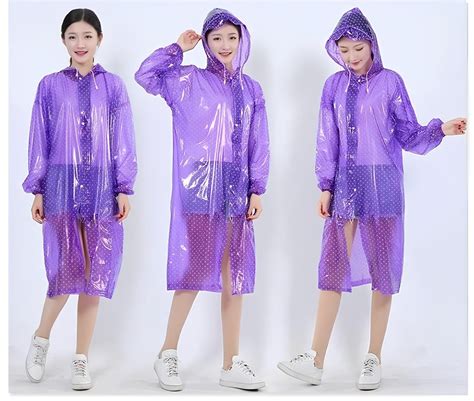 AllExtreme PVC Raincoat Transparent Hooded Water Resistant Rain Jacket ...
