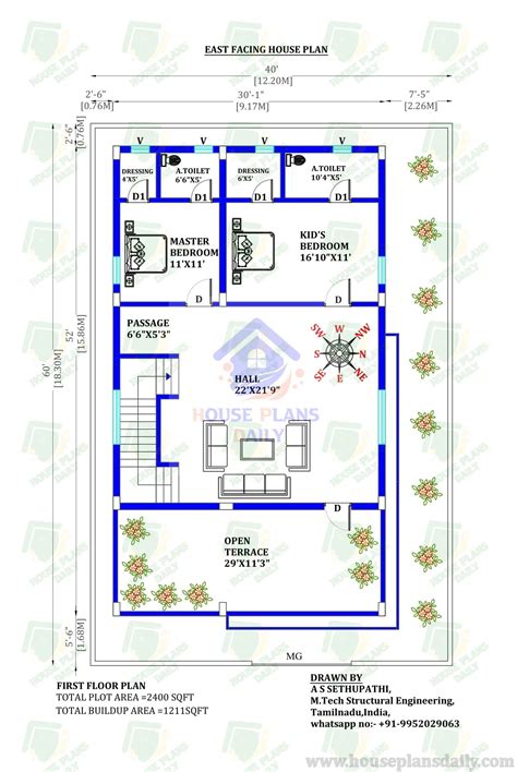40x60 House Plan | Duplex House | Modern House | Houseplans.world