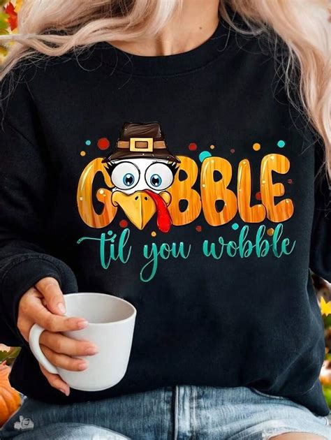 Calvaya Cozy Thanksgiving Letter Print Pullover Sweatshirt - Soft ...