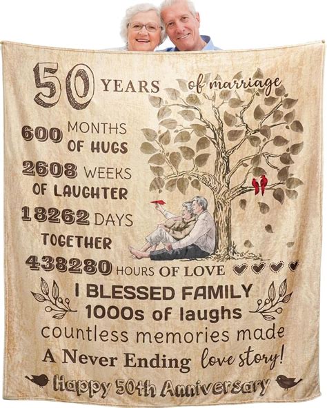 50th Anniversary Throw Blanket Gifts 50th Golden Wedding for Couple ...