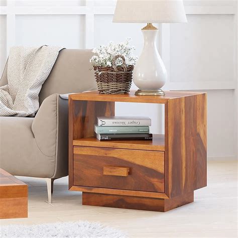RAJASTHAN FURNITURE Wooden Bedside Table for Bedroom Solid Wood Bed ...