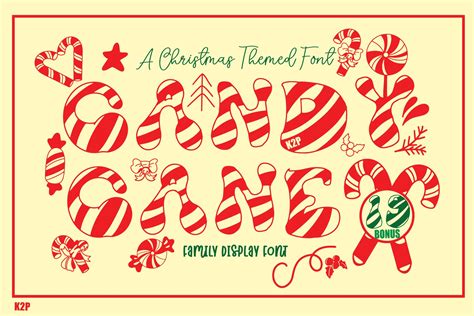 Candy Cane Font by KtwoP · Creative Fabrica