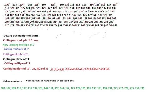 Draw the sieve of eratosthenes to find out prime number between 101 and ...